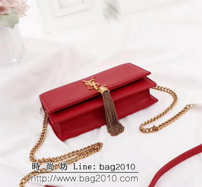 YSL聖羅蘭 爆款 Saint Laurent 紅色小牛皮鏈條包 26817 YAS1154